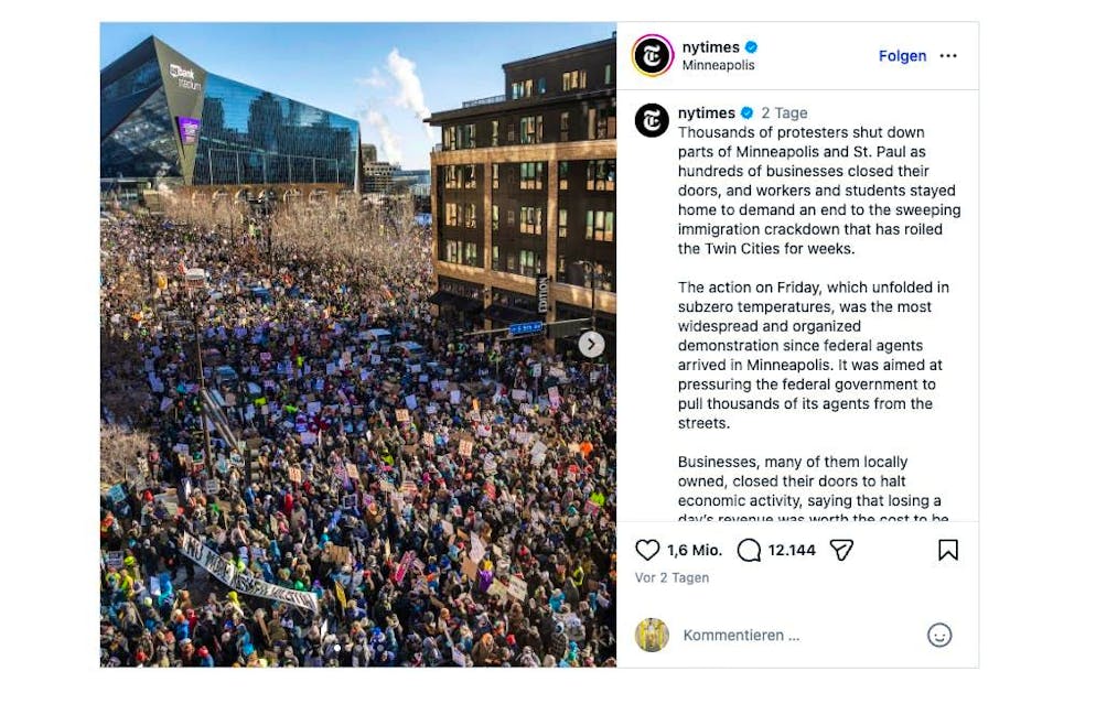 Thousands of people demonstrated against the federal authorities in Minneapolis in January 2025.