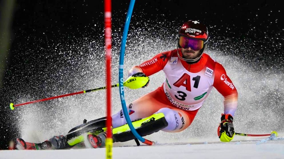 Loïc Meillard is once again on course for the podium in the slalom in Schladming