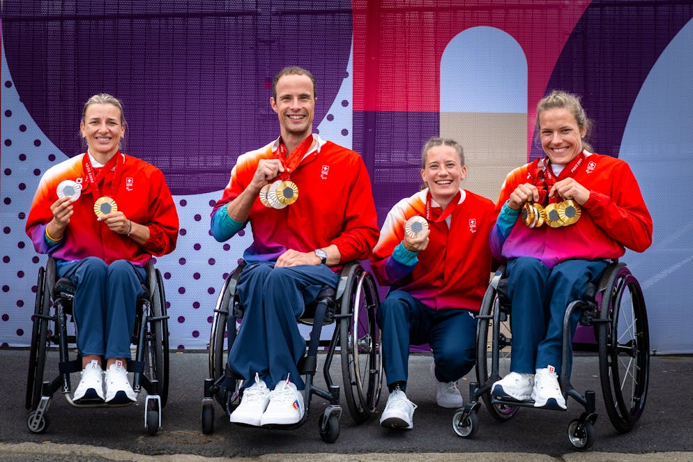Paralympics. Die Schweizer Para-Sportler sind Garanten für viele Medaillen – so wie in Paris 2024 (v.l.): Manuela Schär, Marcel Hug, Elena Kratter und Catherine Debrunner.
