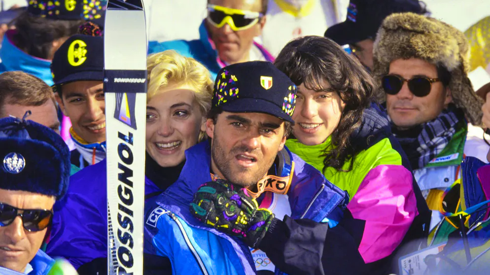 Olimpiadi del 1992: Tomba esulta con i suoi tifosi al traguardo.