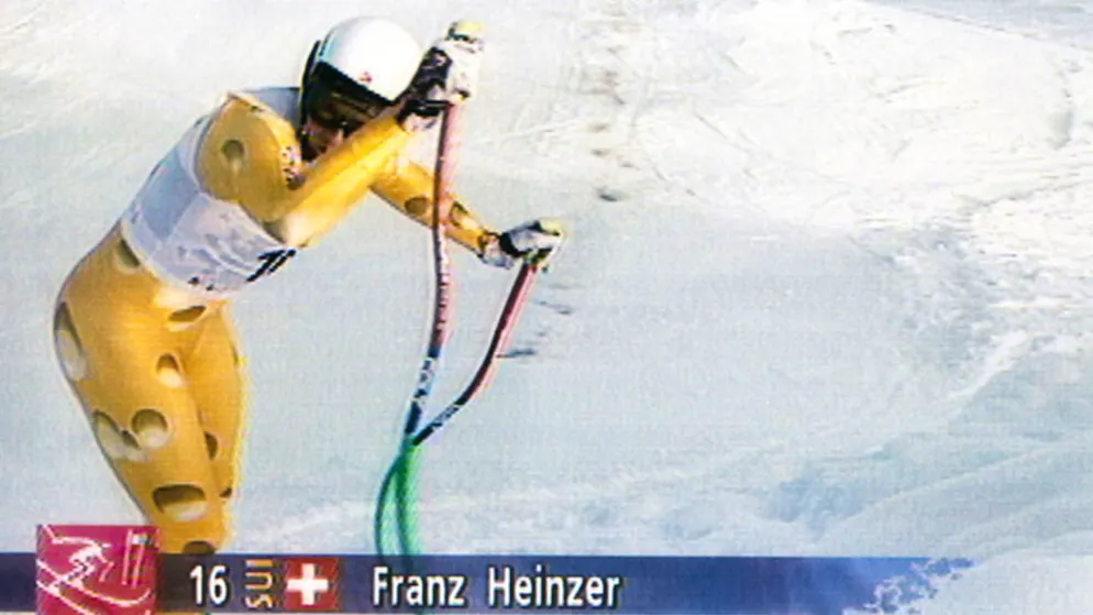 Legendäre Olympia-Momente. Wenn die Bindung bricht – Franz Heinzer verliert beim Start den Ski