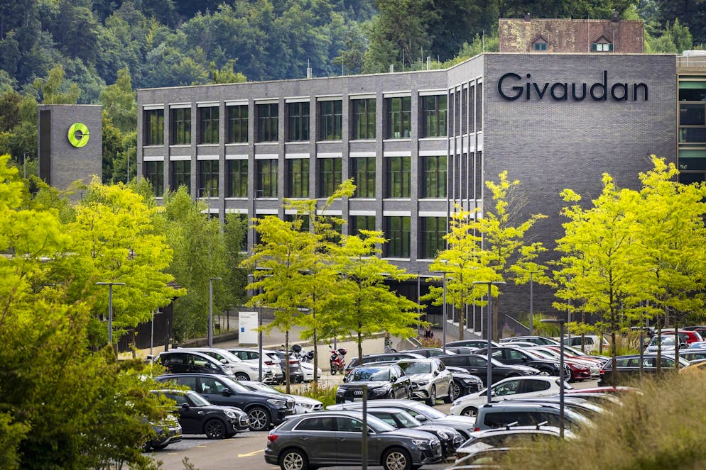 Un bâtiment du fabricant d'arômes et de parfums Givaudan à Kempthal, photographié le mardi 29 juillet 2025. (KEYSTONE/Michael Buholzer)
