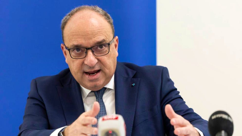 "Zu fundamentaler zentralistischer Eingriff": Markus Dieth, Präsident der Konferenz der Kantonsregierungen, engagiert sich vor den Medien für ein Nein zur Individualbesteuerung am 8. März.