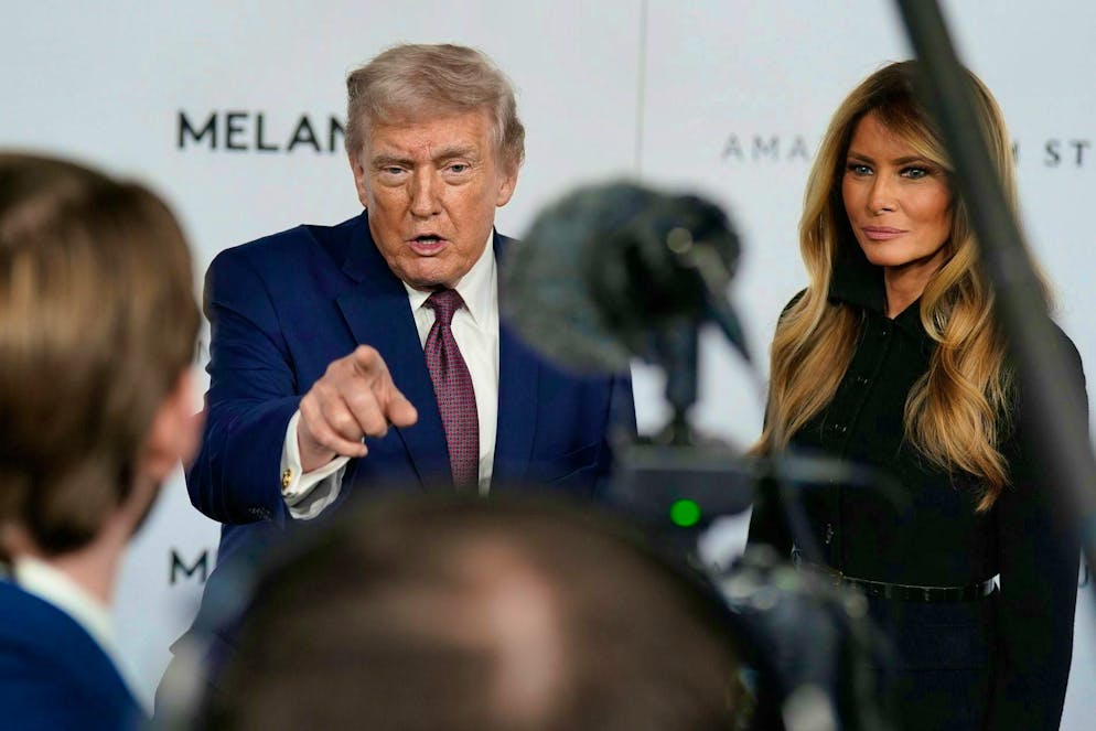 Donald and Melania Trump at the "Melania" premiere on January 20 at the John F. Kennedy Memorial Center For The Performing Arts in Washington.