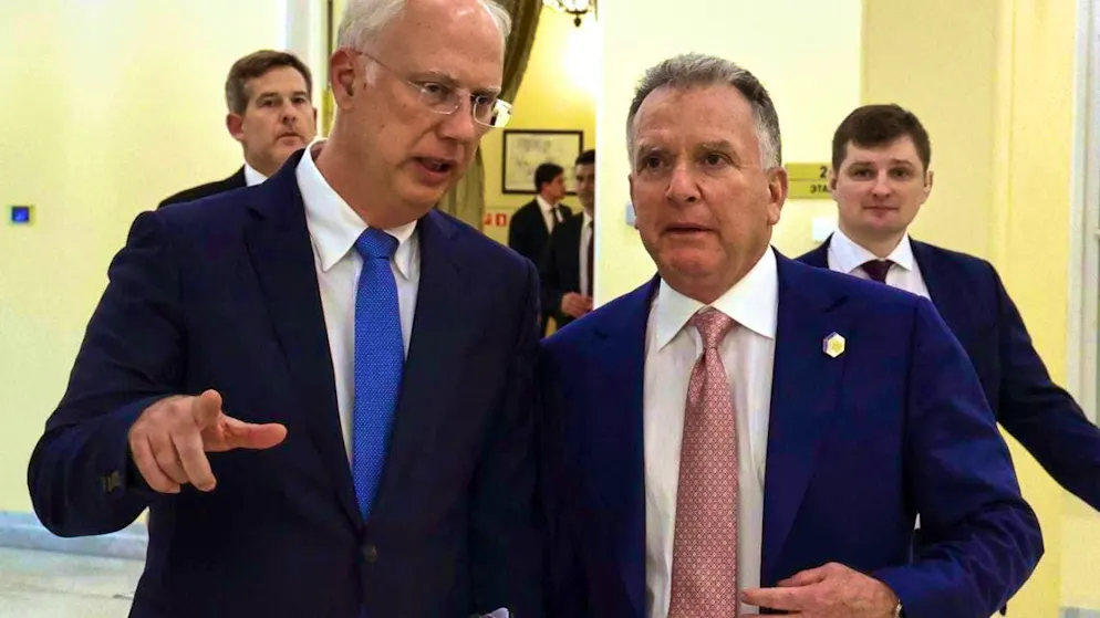 ARCHIVE - Kremlin negotiator Kirill Dmitriev (l) and US President Trump's special envoy Steve Witkoff. Photo: Vyacheslav Prokofyev/Pool Sputnik Kremlin/AP/dpa/Archive photo