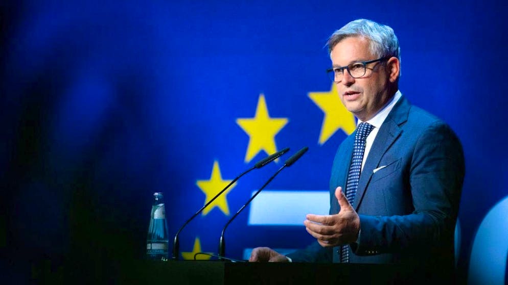 ARCHIVE - Magnus Brunner, EU Commissioner for Home Affairs and Migration, speaks at the 28th European Police Congress in the City Cube Berlin. Photo: Bernd von Jutrczenka/dpa