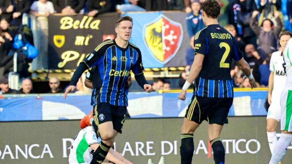 Michel Aebischer's joy at scoring his first goal for Pisa is limited.