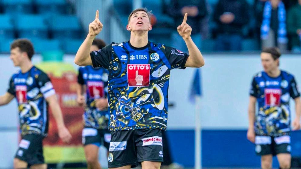 Lucerne's Andrej Vasovic is delighted with the late equalizer in the home game against St. Gallen