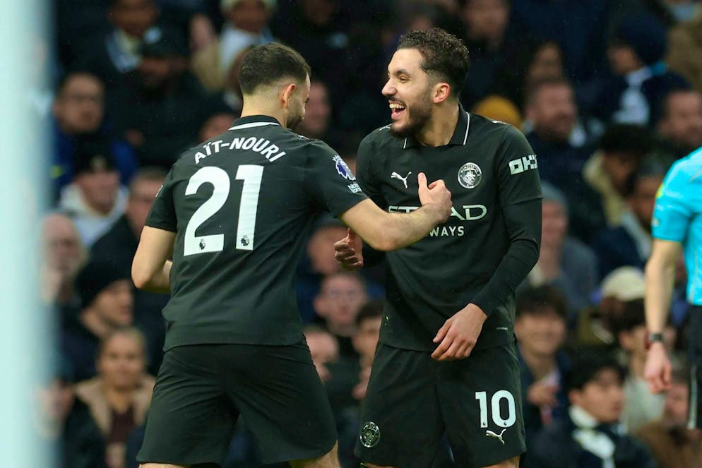 Man City only draw 2-2 with Tottenham after taking a two-goal lead - Gallery. Rayan Cherki scored the opener for Manchester City.