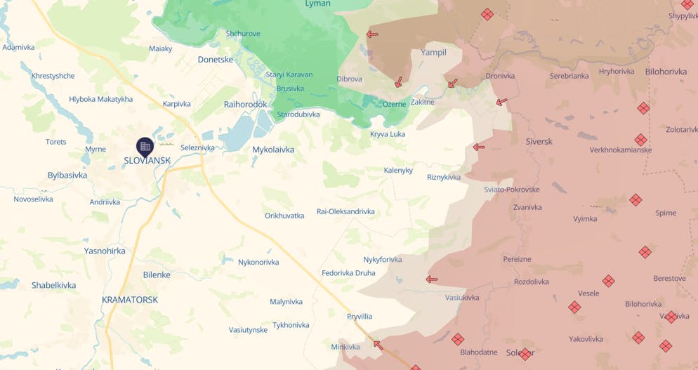Frontverlauf vor Slowjansk am 31. Januar.