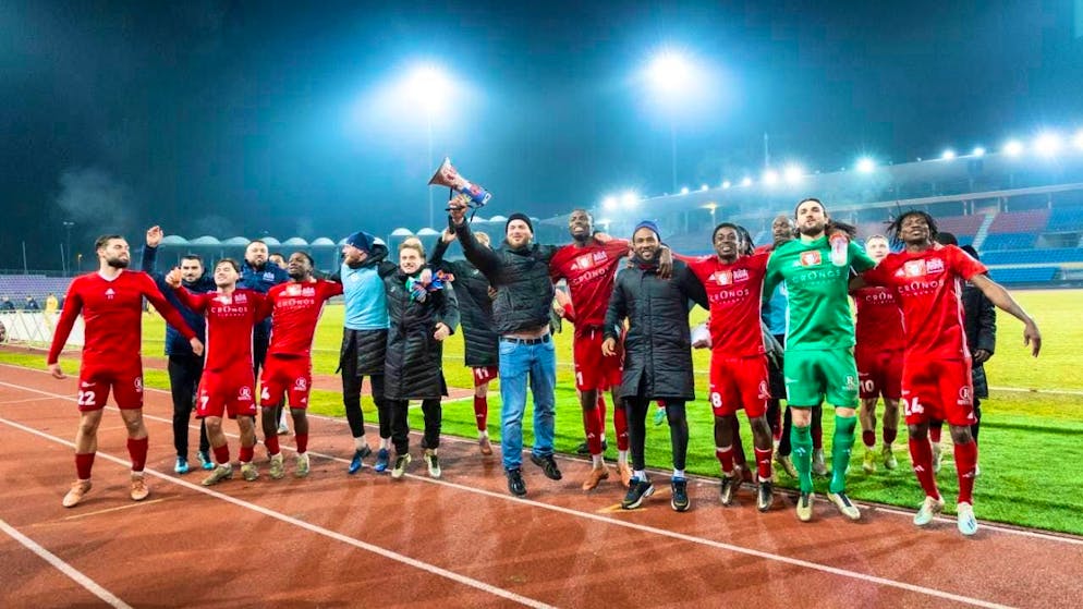 The joy of Stade Lausanne-Ouchy after the coup against Lucerne