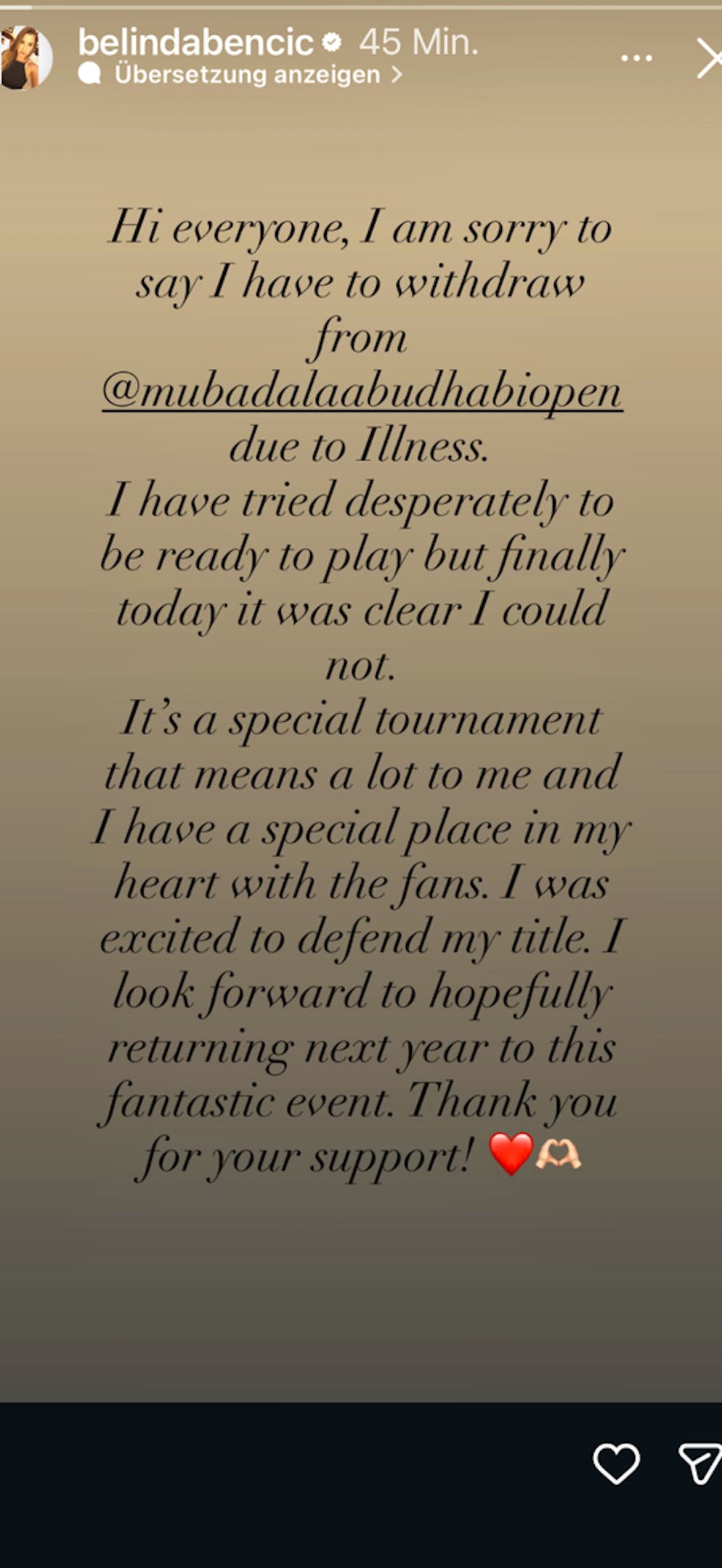 So erklärt Belinda Bencic ihren Rückzug.