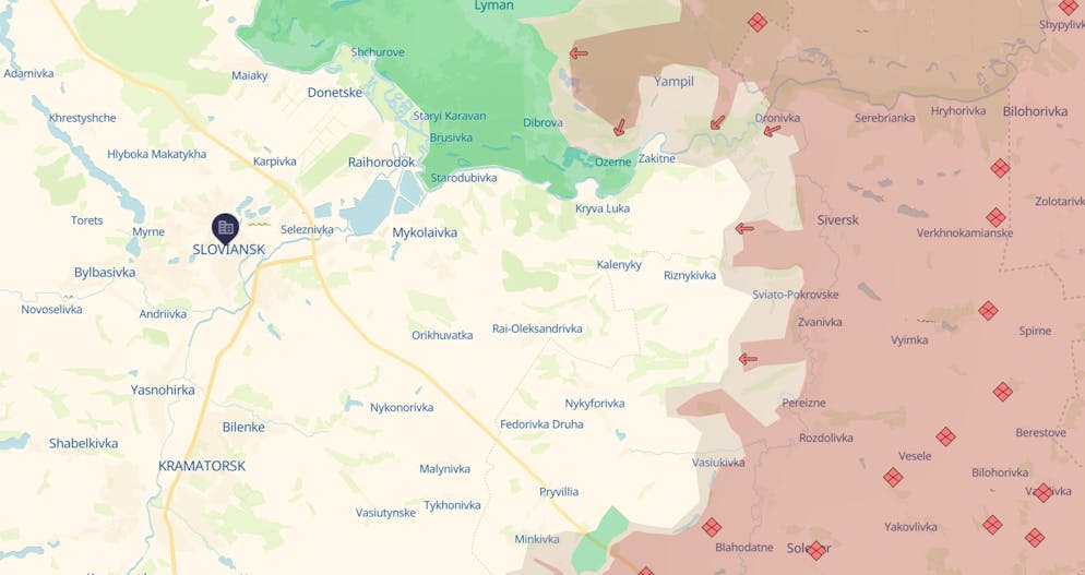 Frontverlauf vor Slowjansk am 1. Januar.