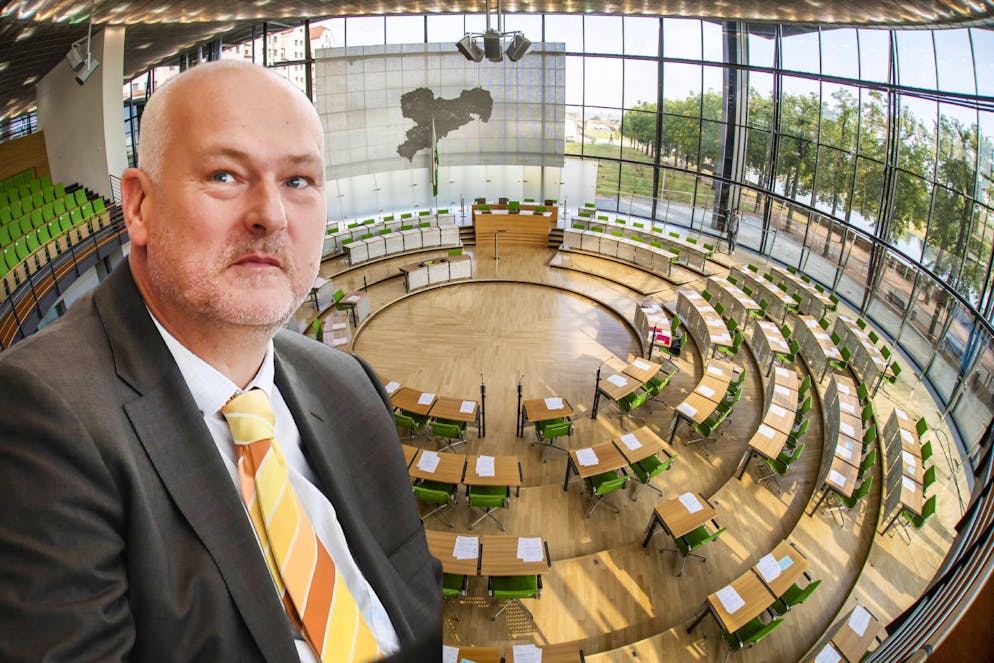 Der sächsische AfD-Abgeordnete Jörg Dornau wurde im Plenarsaal festgesetzt. 