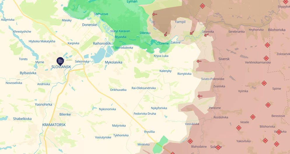 Front line in front of Sloviansk on January 1.