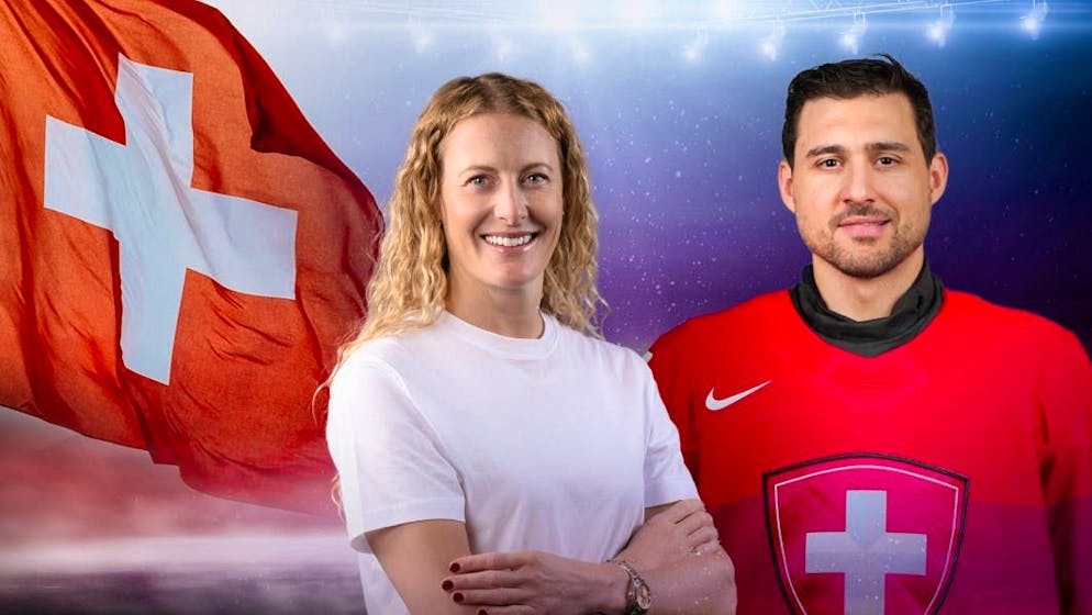 Forming the Swiss flag-bearing duo: Fanny Smith and Nino Niederreiter.