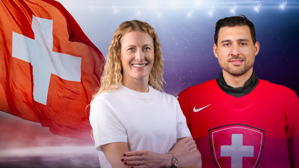 Bilden das Schweizer Fahnenträger-Duo: Fanny Smith und Nino Niederreiter.