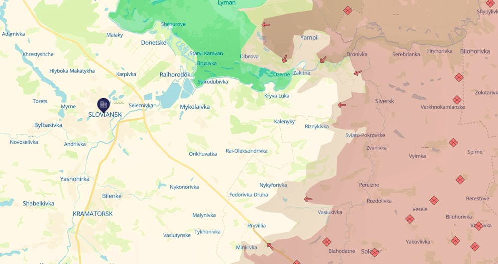 Front line in front of Sloviansk on January 31.