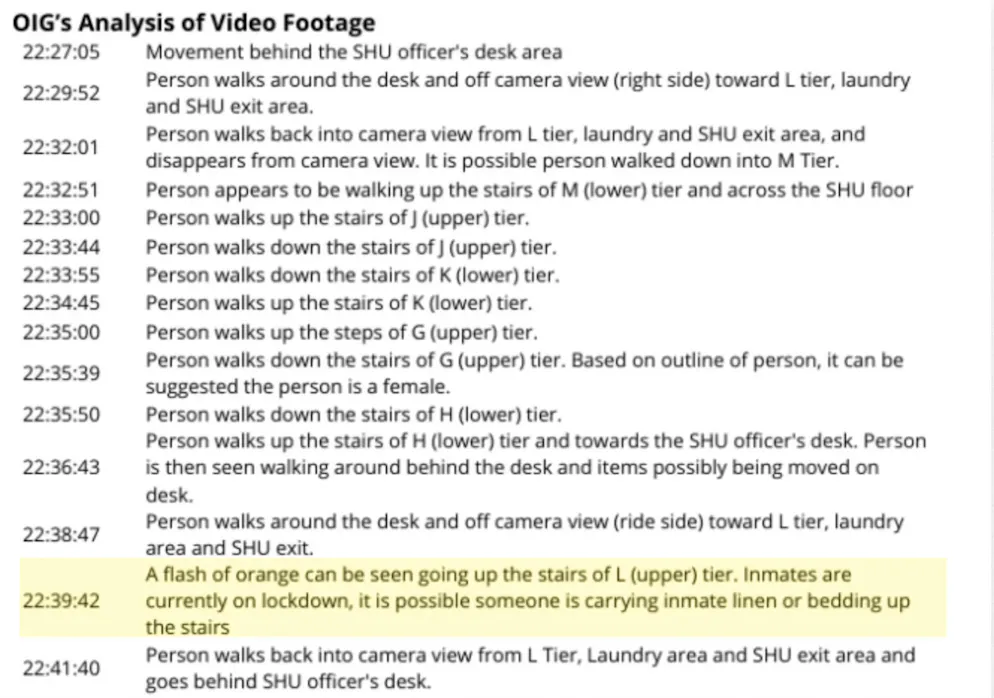 Bericht des Office of Inspector General im Justizministerium zum Gefängnisvideo.