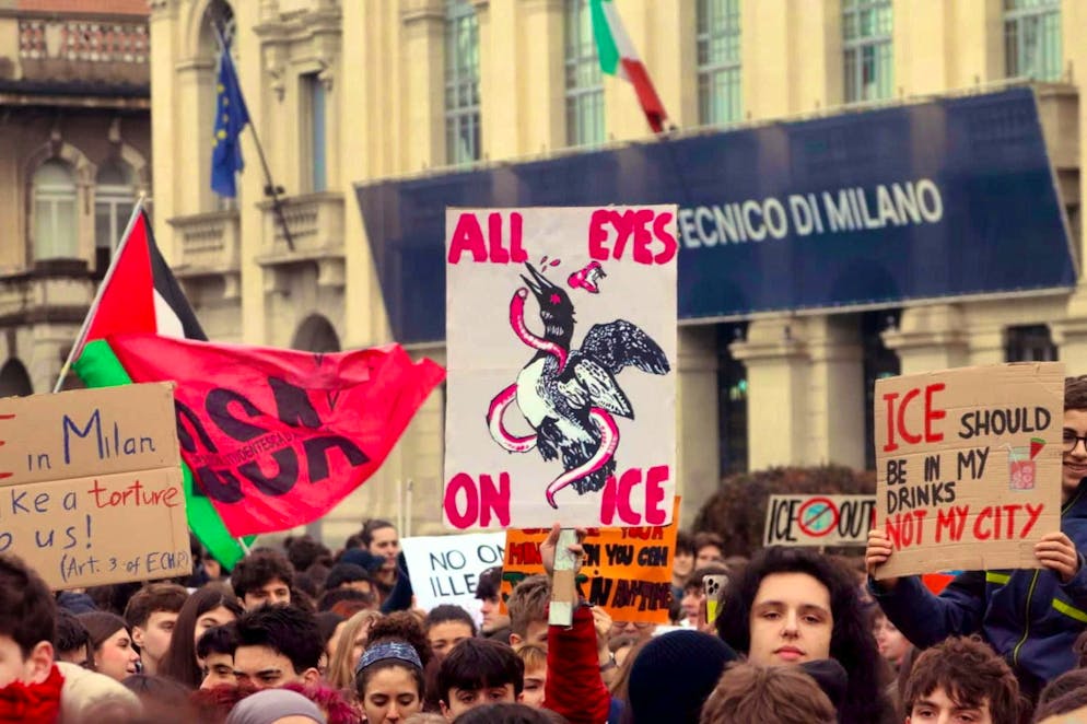 Today's anti-ICE protest in Milan.