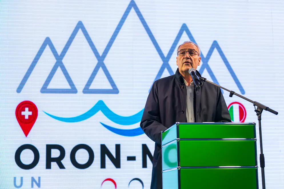 Guy Parmelin sprach am Donnerstag im House of Switzerland an den Olympischen Spielen in Mailand.