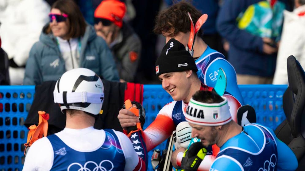 Alpine skiing. Odermatt, Franzoni and Paris talk about the Olympic downhill