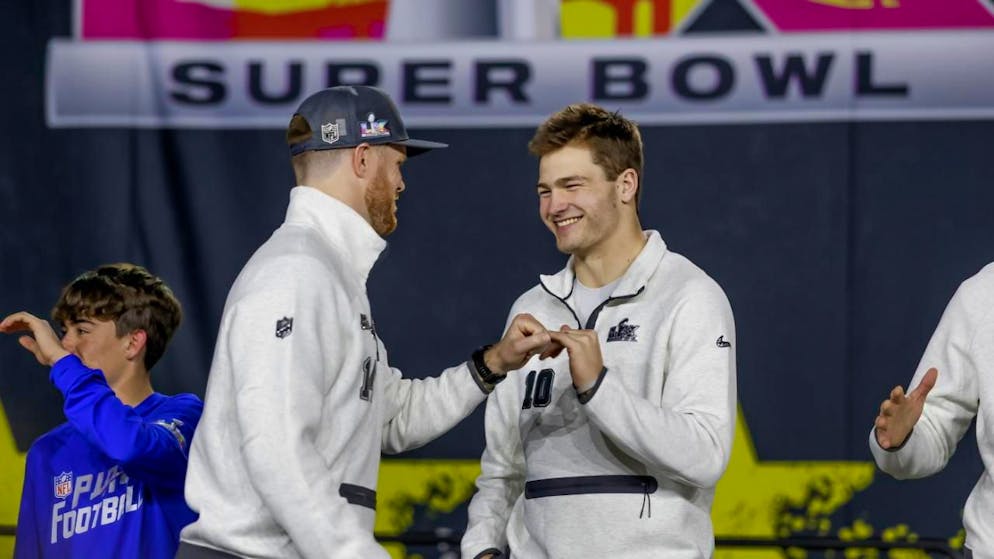 Drake Maye gegen Sam Darnold. Vor dem Super Bowl stehen wie immer die Quarterbacks im Fokus