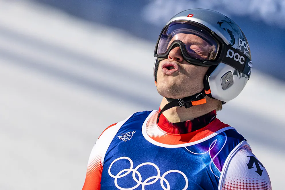 Die besten Bilder der Olympischen Spiele 2026 in Milano Cortina. Einmal kräftig durchpusten: Marco Odermatt nach der Abfahrt in der Team-Kombination.