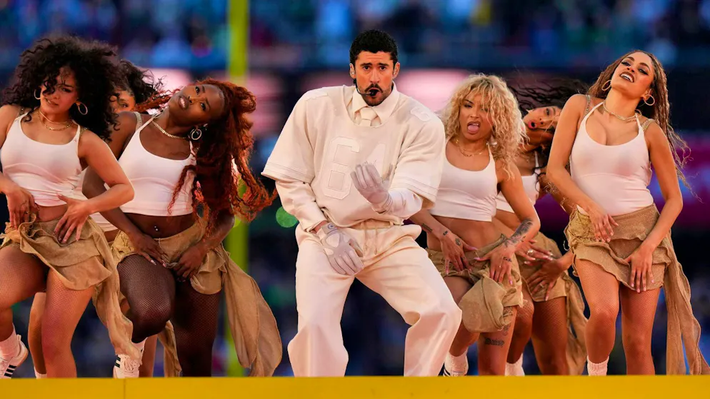 Il Superbowl Halftime Show di Bad Bunny domenica (ora locale) a Santa Clara, vicino a San Francisco.