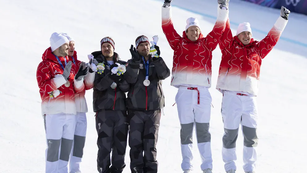 Swiss double victory in team combined. Von Allmen and Nef win gold, Meillard and Odermatt silver