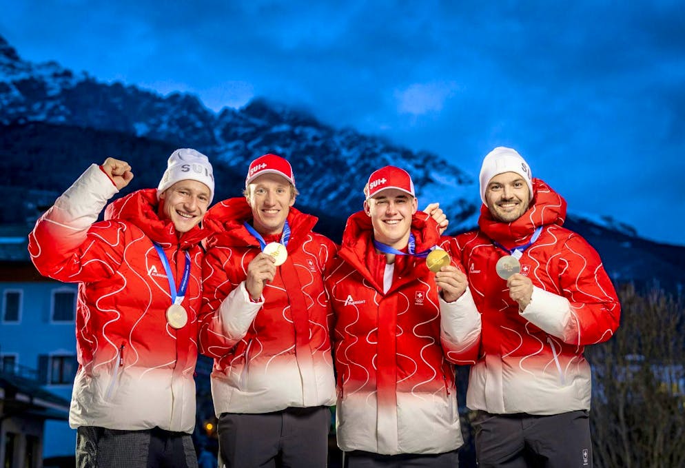 The best pictures of the 2026 Olympic Games in Milano Cortina. Swiss 4 wins: Marco Odermatt (silver), Tanguy Nef (gold), Franjo von Allmen (gold) and Loic Meillard (silver).