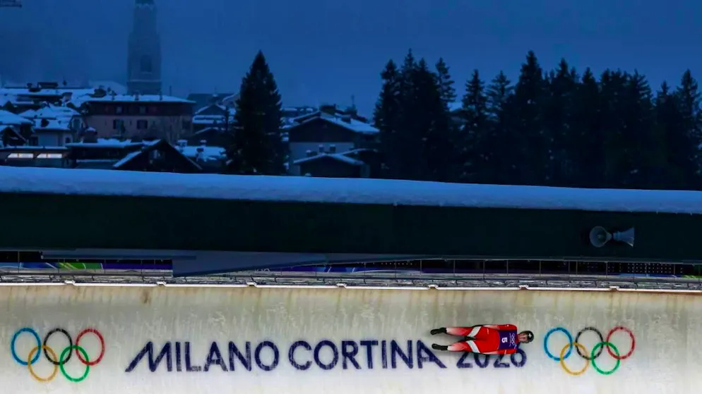 Natalie Maag on the Olympic ice track in Cortina