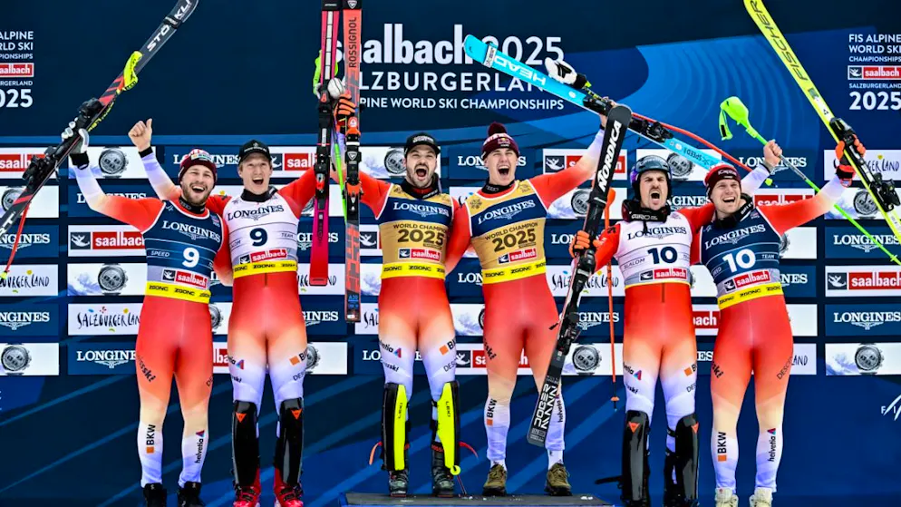 An der WM 2025 in Saalbach besteht das Podest in der Team-Kombination nur aus Schweizer Duos