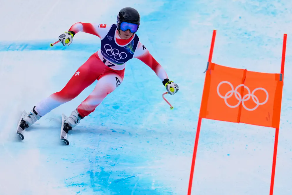 Olimpiadi 2026. Corinne Suter nella discesa della combinata.