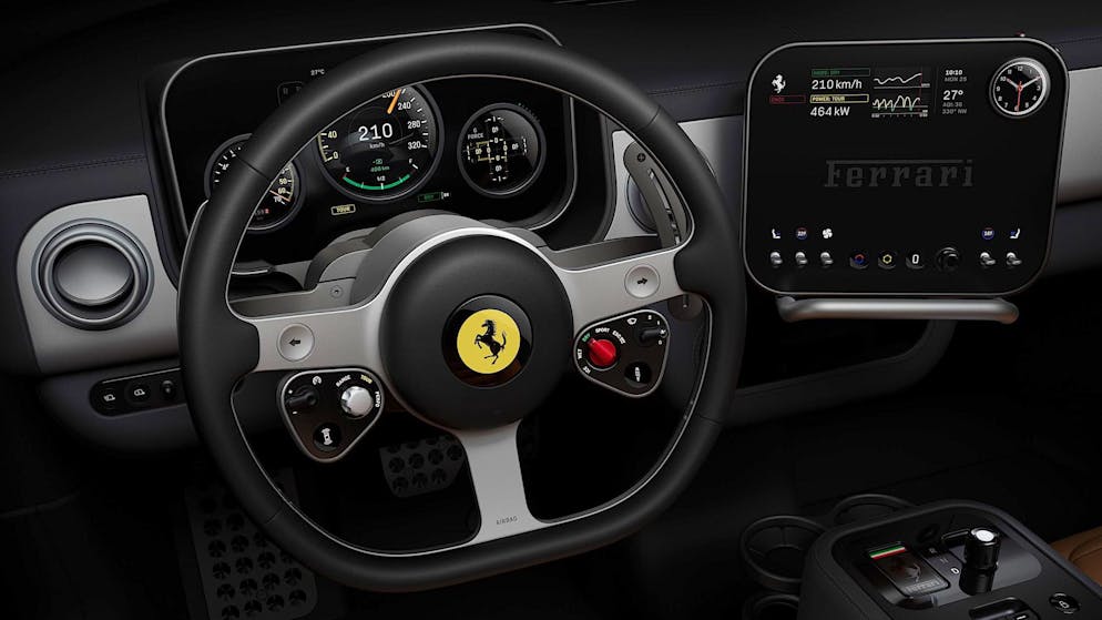 Erste Interieur-Aufnahmen. Ein Blick in Ferraris Elektroauto und warum der an Apple erinnert