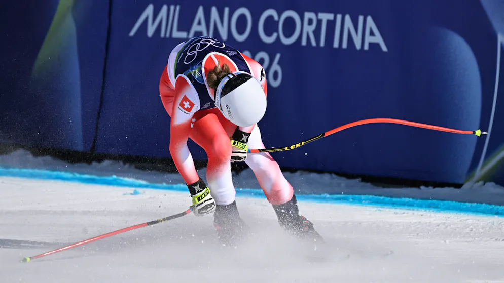 Jasmine Flury s’est blessée lors de la descente du combiné par équipes.