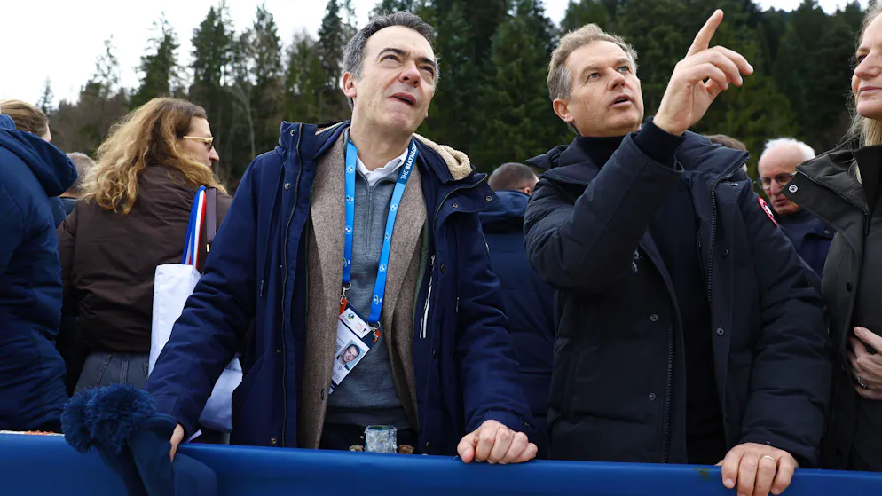 Cyril Linette et Edgar Grospiron en décembre 2025.