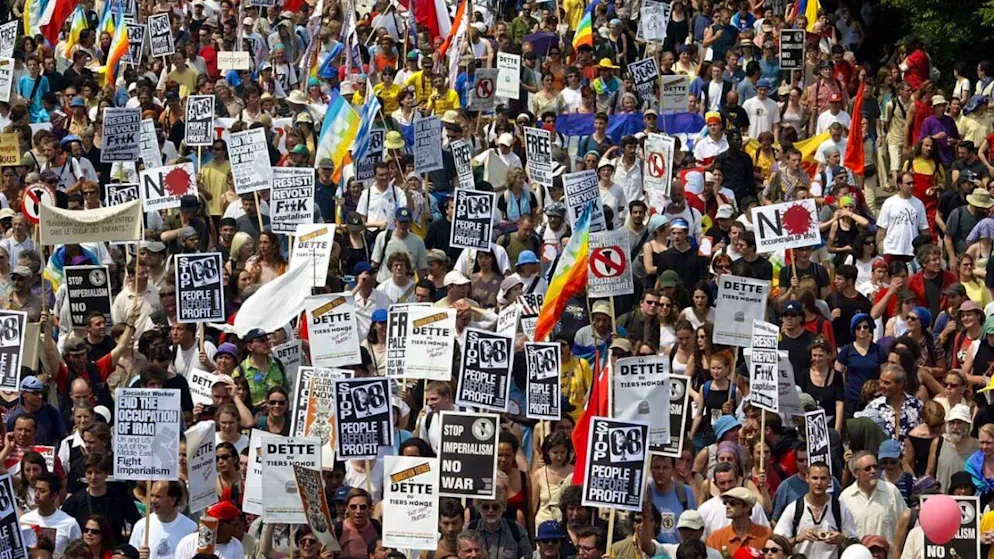 Un mouvement de résistance s'organise à Genève en vue du Sommet du G7, qui se tiendra en juin à Evian (F). En 2003, d'importantes manifestations avaient eu lieu en marge du G8 (archives).