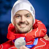 Silver medalist Switzerland's Loic Meillard poses for a photo after the men's alpine skiing team combined slalom race at the 2026 Olympic Winter Games at the Stelvio Ski centre in Bormio, Italy, in this pictures taken on Monday, February 9, 2026.(KEYSTONE/Michael Buholzer).