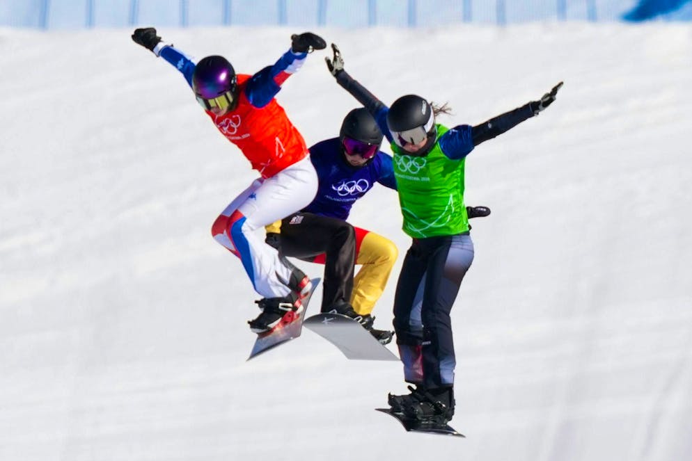 The best pictures of the 2026 Olympic Games in Milano Cortina. Snowboard crossers Lea Casta, Jana Fischer and Pia Zerkholdsorgen (from left to right) give each other no quarter.