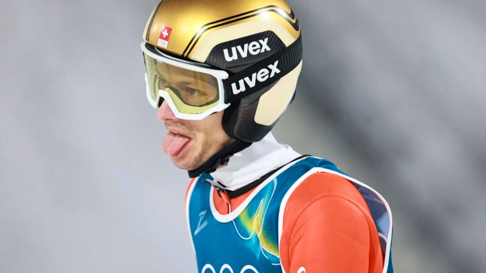 Skispringen. Deschwanden klar hinter dem Podest