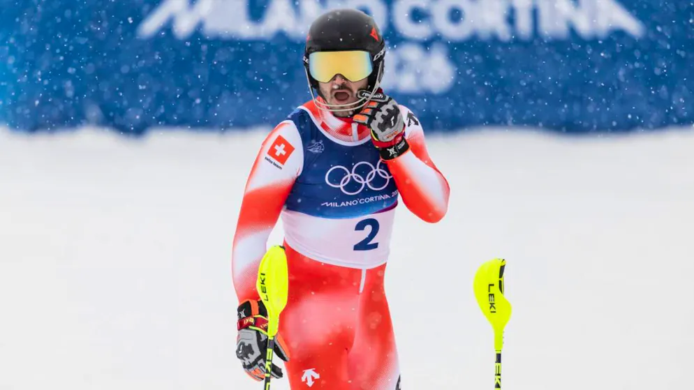Loïc Meillards Ausgangslage für eine dritte Medaille in Bormio ist als Slalom-Halbzeitzweiter hervorragend