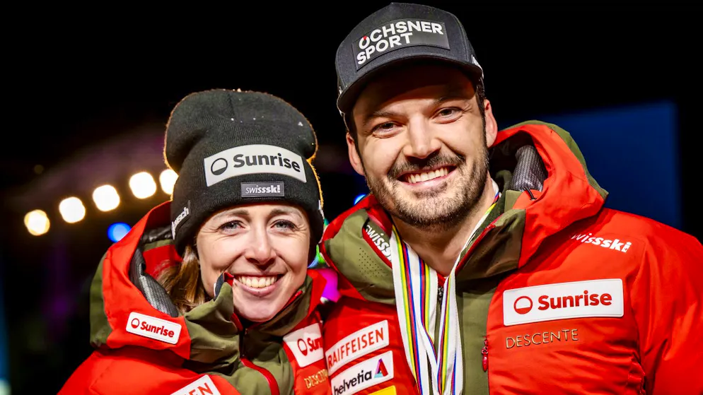 Zoé Chastan et Loïc Meillard (ici aux Mondiaux à Saalbach en 2025) attendent leur premier enfant.
