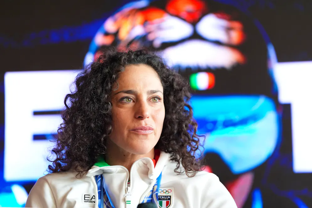 Federica Brignone nella conferenza stampa di domenica 15 febbraio.