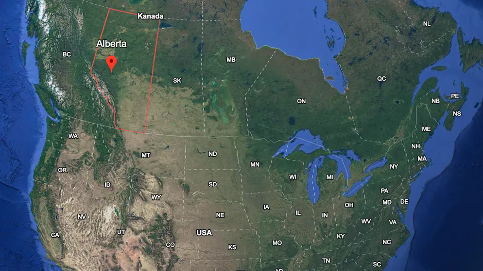 Die Lage der kanadischen Provinz Alberta.