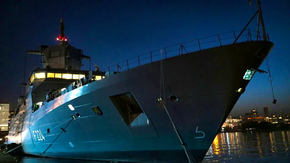 The frigate "Sachen-Anhalt" is moored in the port of Beirut. Federal President Steinmeier and his wife travel to Lebanon and Jordan for official visits. Photo: Markus Lenhardt/dpa