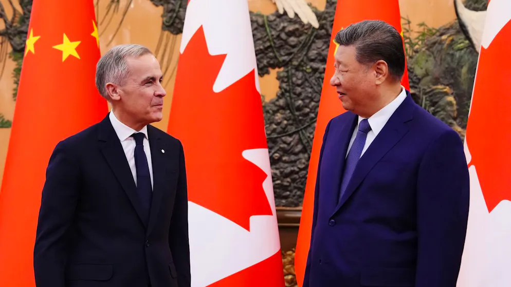 Mark Carney, (links) trifft am 26. Januar in Peking Chinas Präsidenten Xi Jinping.
