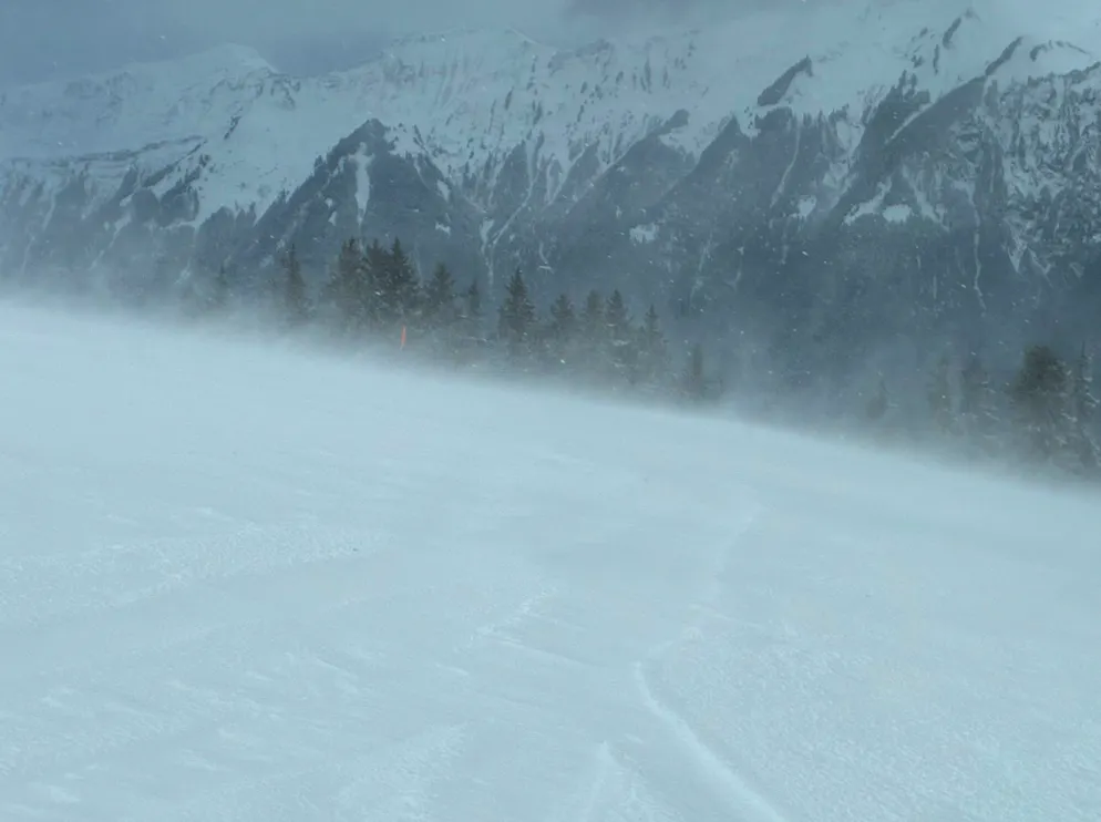 Schnee-Bilder Februar 2026. Ruedi erlebt einen Sturm auf der Axalp ob Brienz (BE).