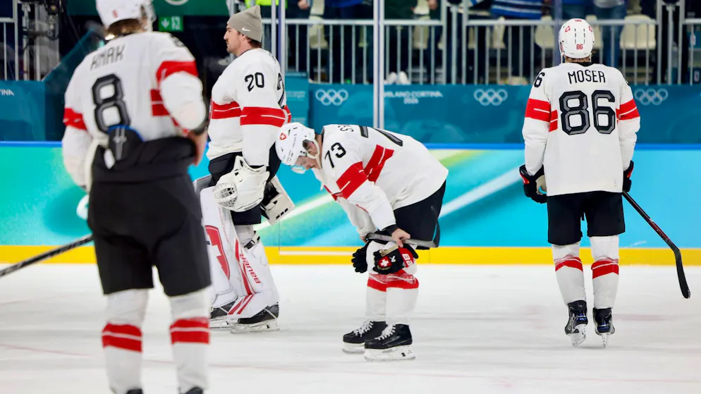 A l’image de Sandro Schmid (no 73), le douleur était grande après la défaite cruelle face à la Finlande.