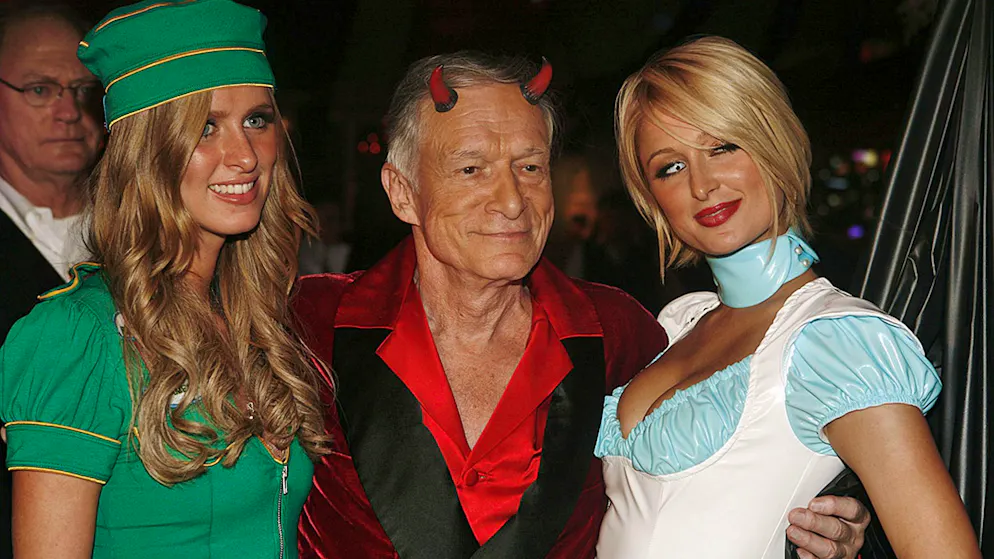 Teuflisches Erbe: Hugh Hefner mit Nicky (links) und Paris Hilton 2007 auf einer Halloween-Party in Los Angeles.